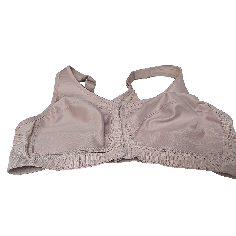 Glamorise Magic Lift Tan Front Close Posture Back Support Wire Free Bra Size 36C